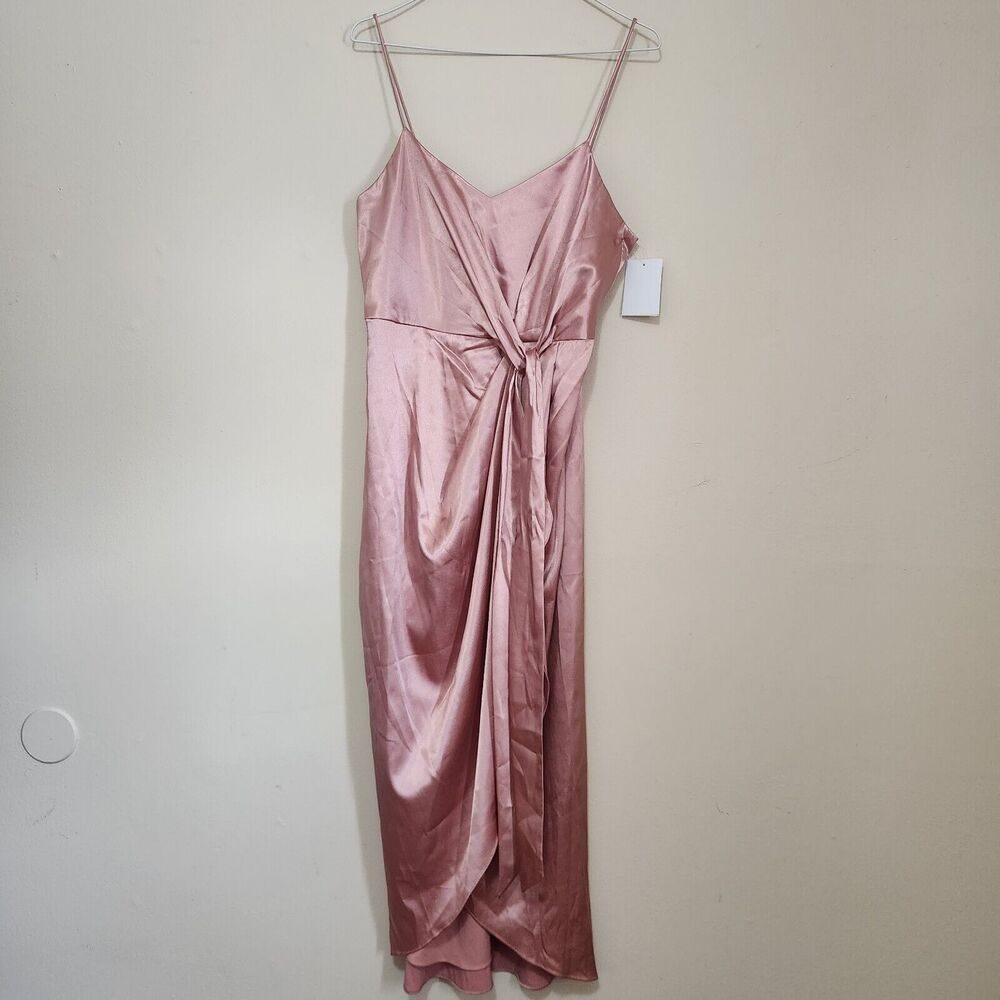 After Six Start Charmeuse Draped Midi Dress Desert Rose Size‎ 8-R